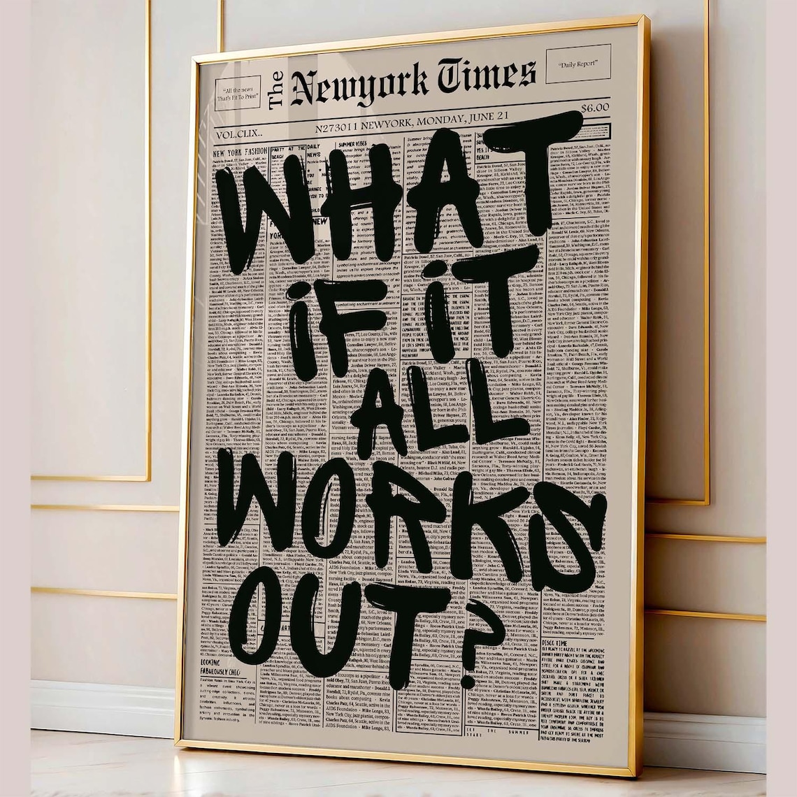 Retro What If It All Works Out Typography Print