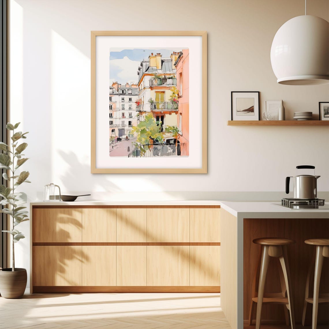 Paris Cityscape Drawing Haussmann Rooftops Balconies Travel Poster - Image 3
