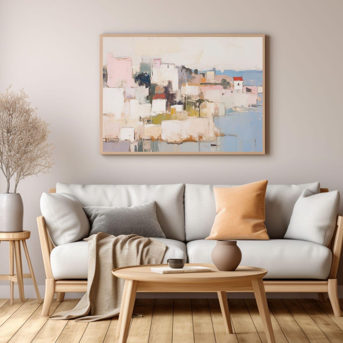 Abstract Mediterranean Village Coastal Whitewashed Houses Poster - Image 4