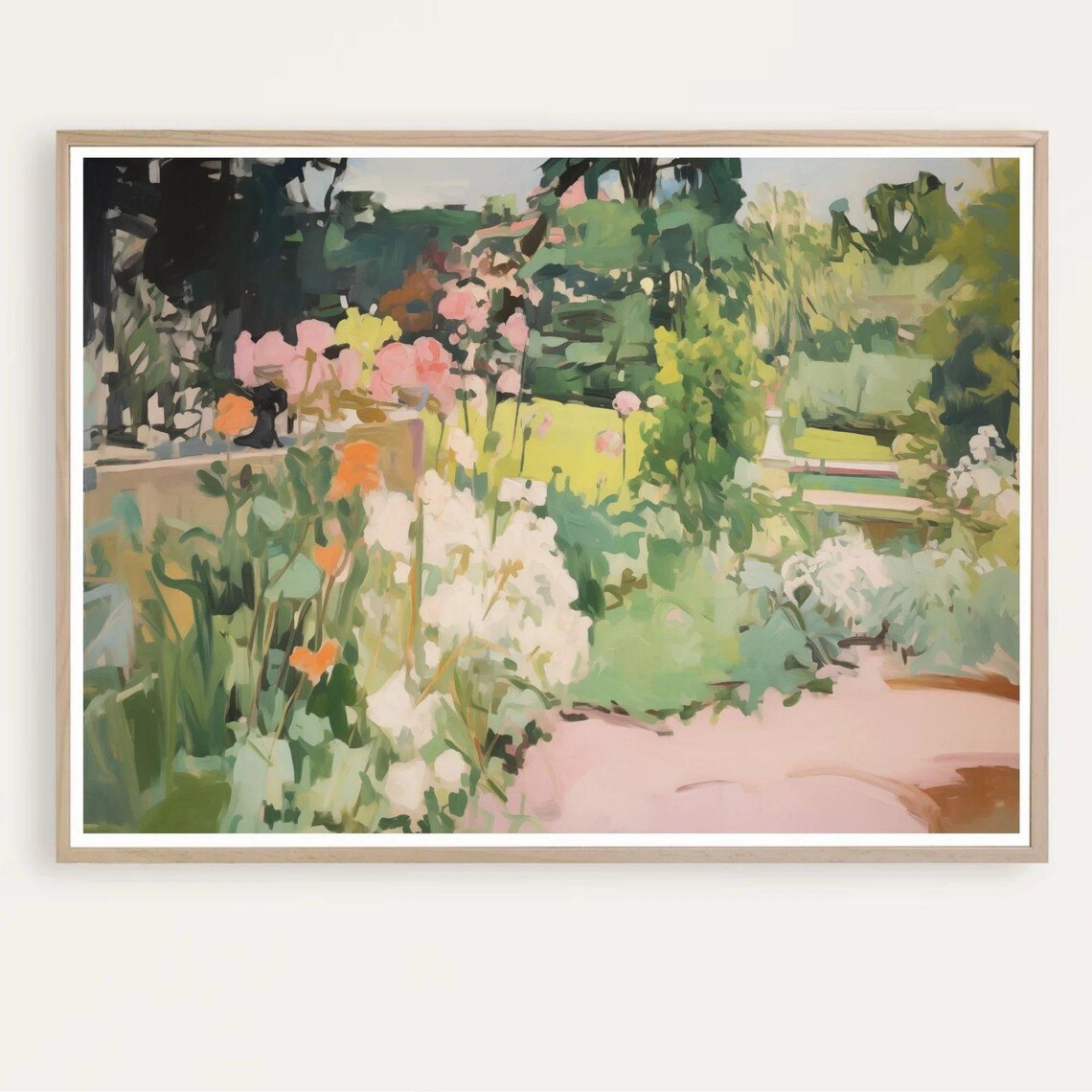Lush Summer Flower Garden Impressionist Painting Floral Art Poster