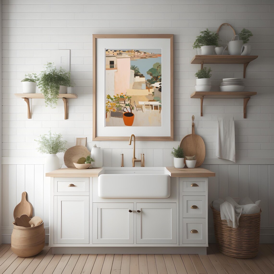 Sunlit Mediterranean Terrace Overlooking The Sea Coastal Art Poster - Image 4