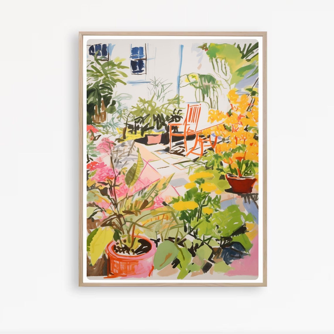 Colorful Summer Garden Abstract Flowers Sunny Patio Floral Print - Image 4