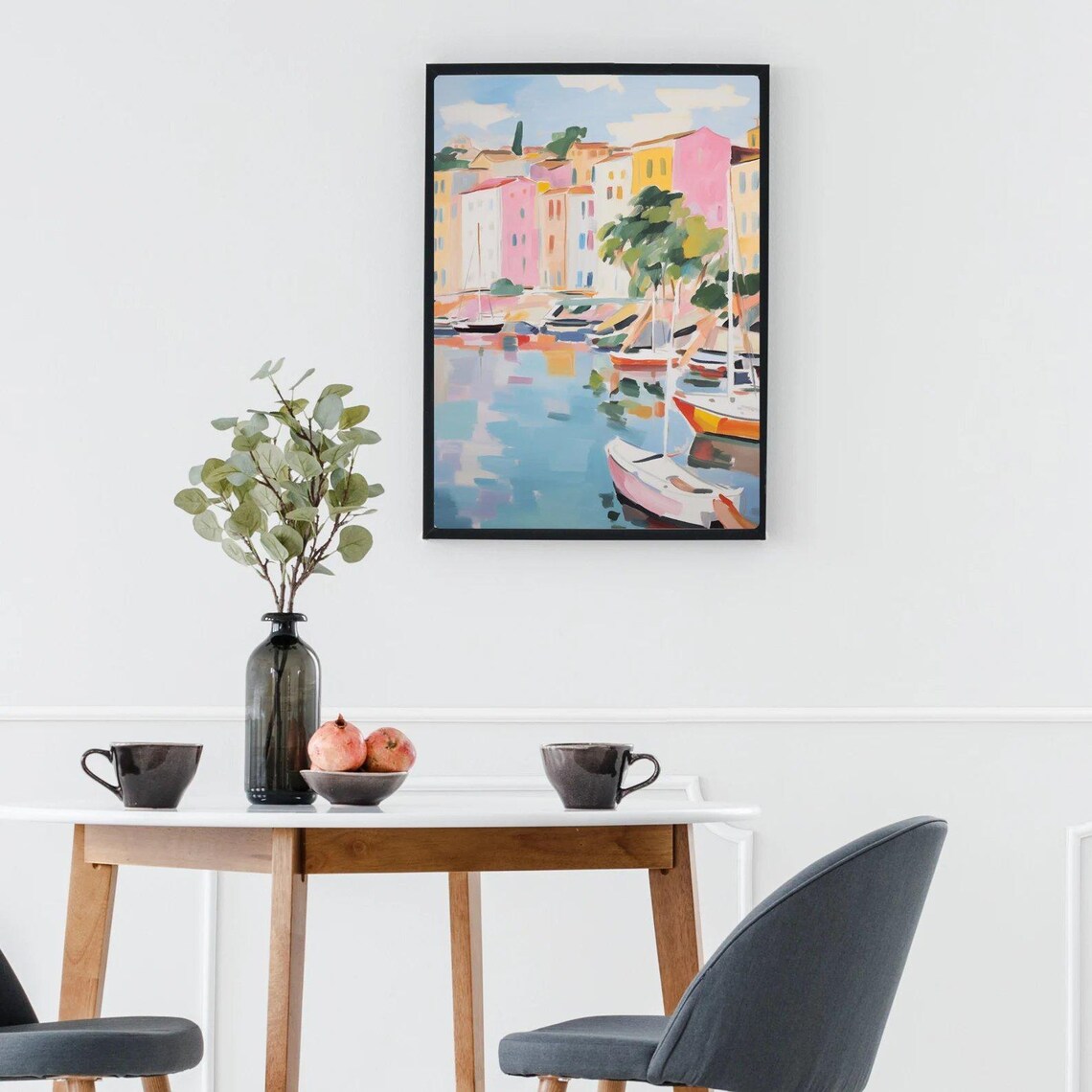 Saint Tropez Harbor South of France Colorful Boats Painting Poster - Image 3