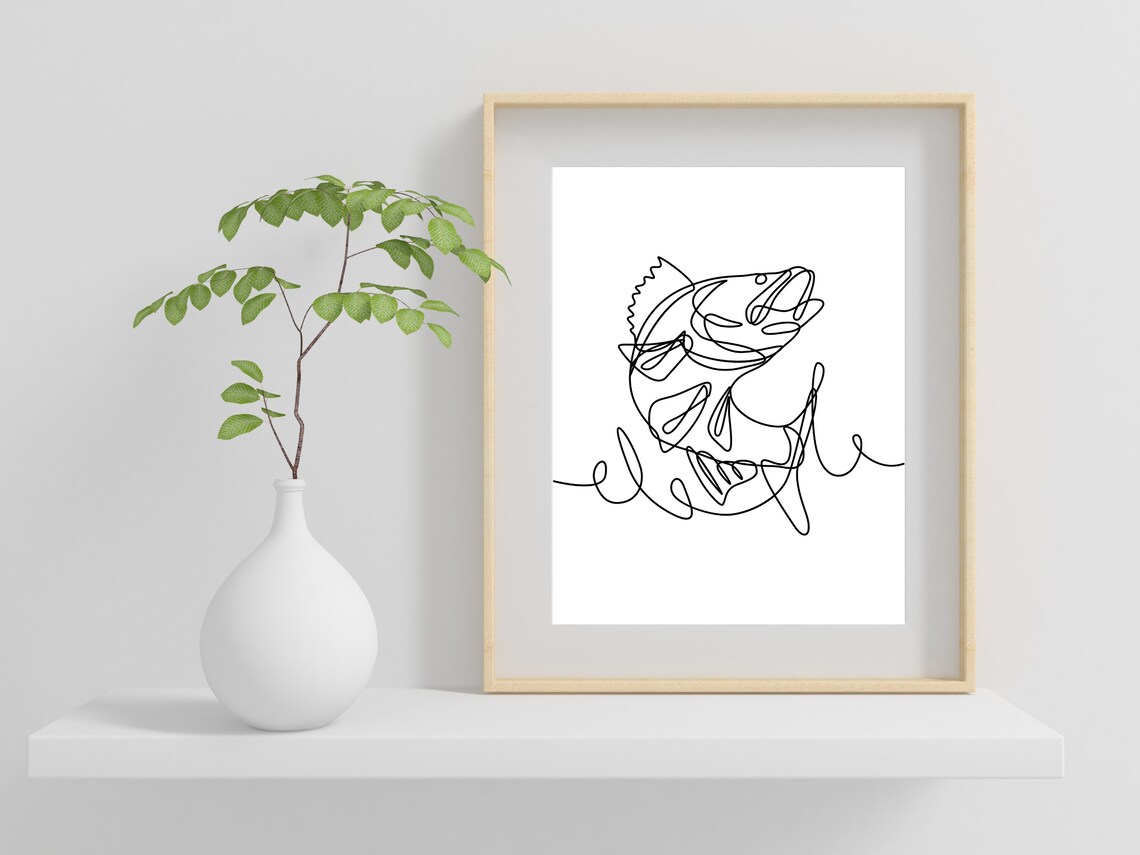 Fish Line Art, Minimal Ocean Wall Art Print - Image 2