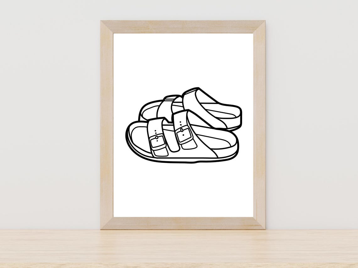 Birkenstocks Line Art Fashion Line Art Fashion Wall Decor Minimalistic Line Art Sandals Line Art Buckle Sandals Shoe Wall Decor Sandal
