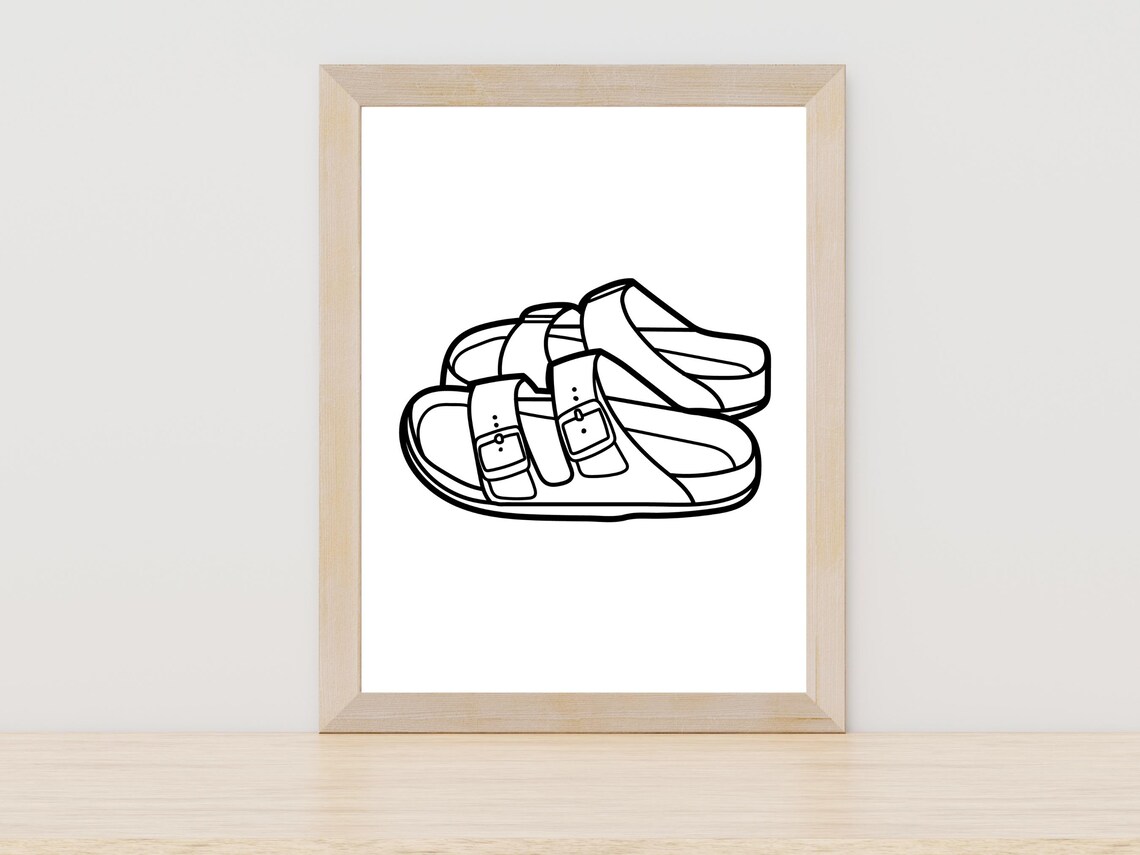 Buckle Sandals Line Art Fashion Minimalist Summer Shoe Decor Poster