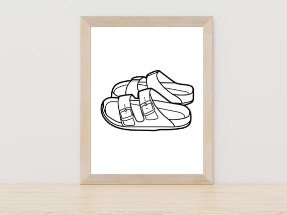 Buckle Sandals Line Art Fashion Minimalist Summer Shoe Decor Poster