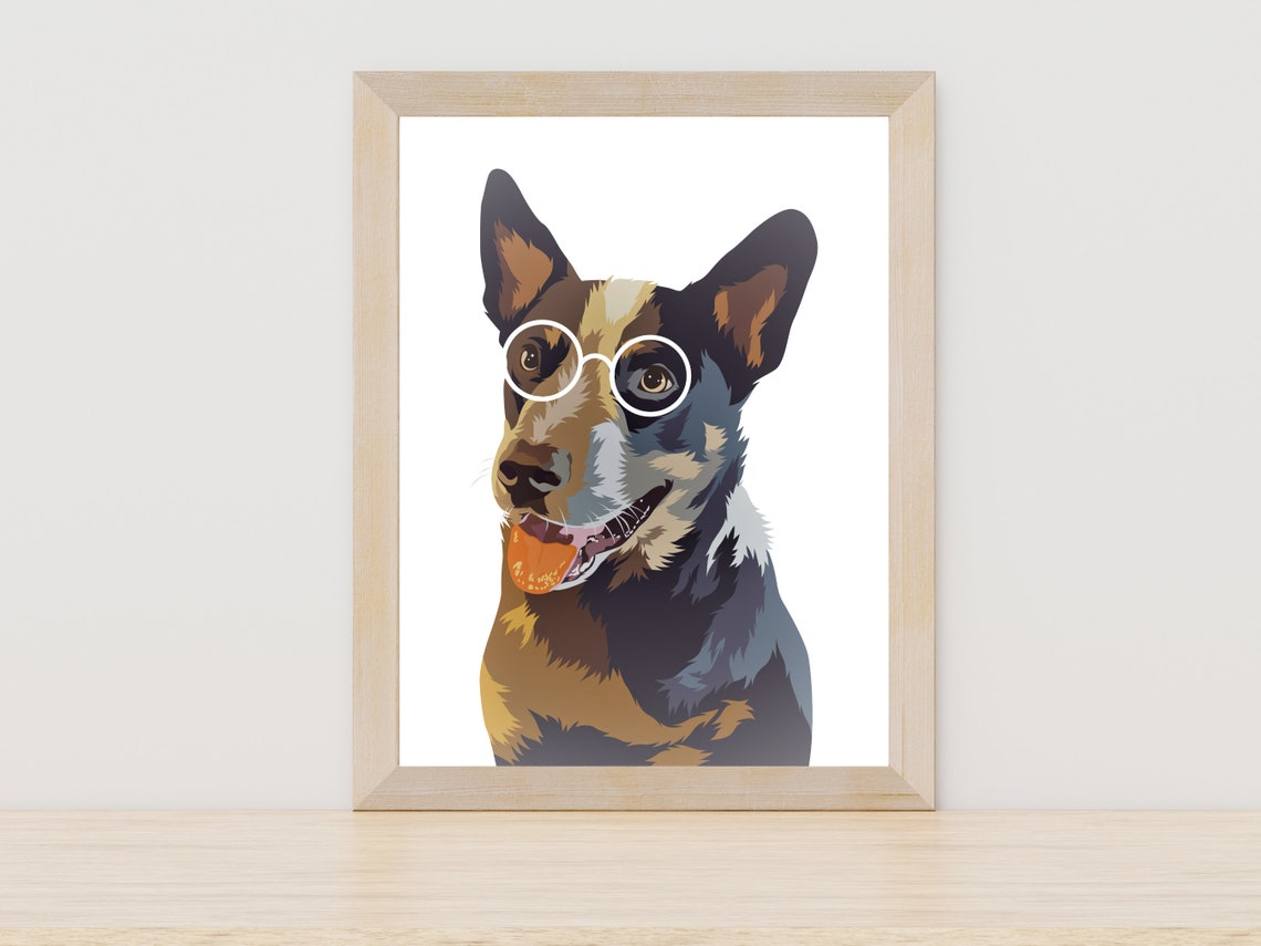 Dog Wearing Round Glasses with Ball Cute Funny Pet Portrait Poster
