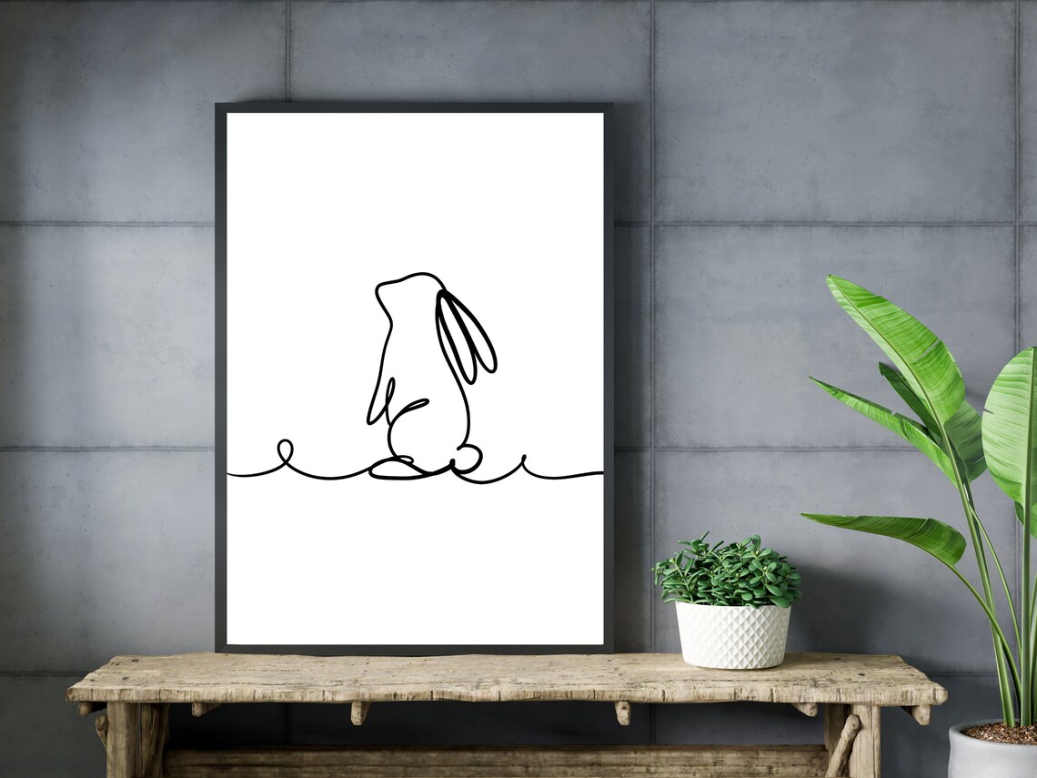 Bunny Line Art Rabbit Print, Minimalist Nursery Decor - Image 3
