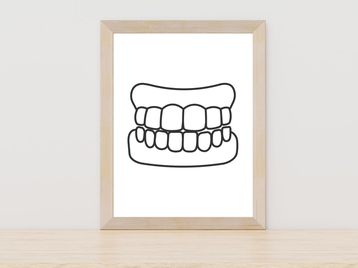 Smiling Teeth Line Art Minimalist Dental Office Wall Decor Poster