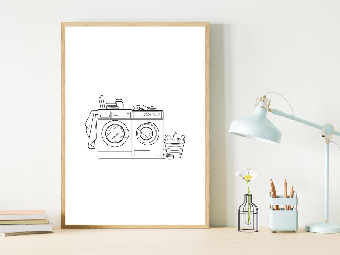 Washer and Dryer Single Line Art Minimalist Laundry Room Poster - Image 2