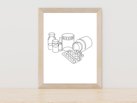 Medication Line Art Medicine Sketch