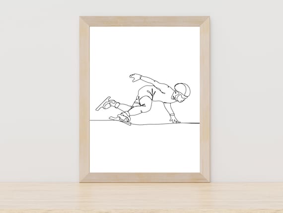 Speed Skating Line Art, Winter Sport Decor