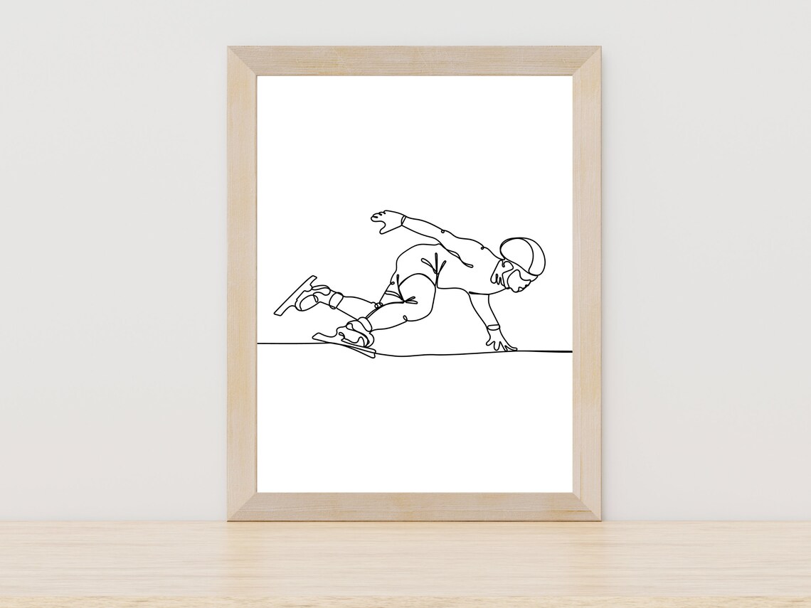Speed Skating Line Art, Winter Sport Decor