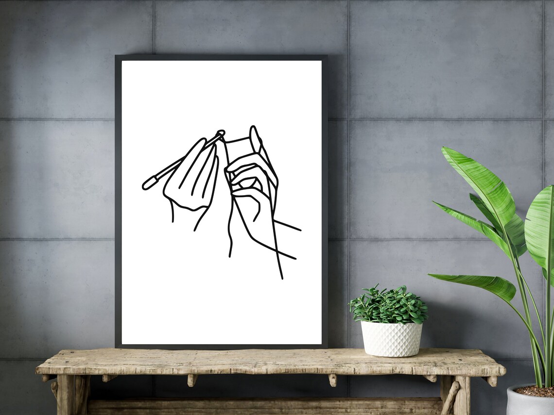 Crochet Line Art, Sewing Room Decor Art Print - Image 3