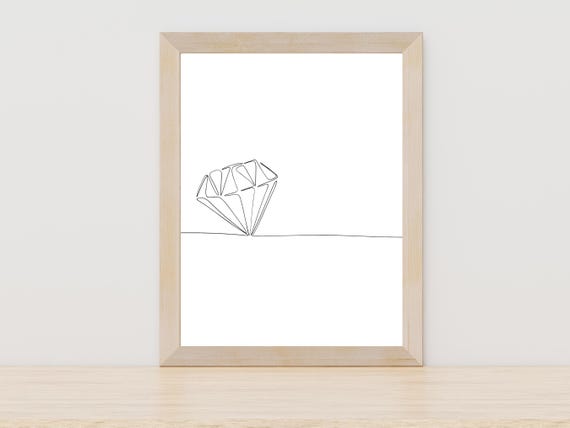 Diamond Line Art Engagement Gift Engagement Wall Decor
