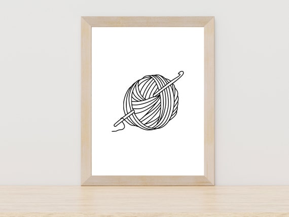 Ball Of Yarn Crochet Line Art Crochet Lover Gift For Crochet Housewarming Gift Crochet Gift Wall Art For Crocheters Minimal
