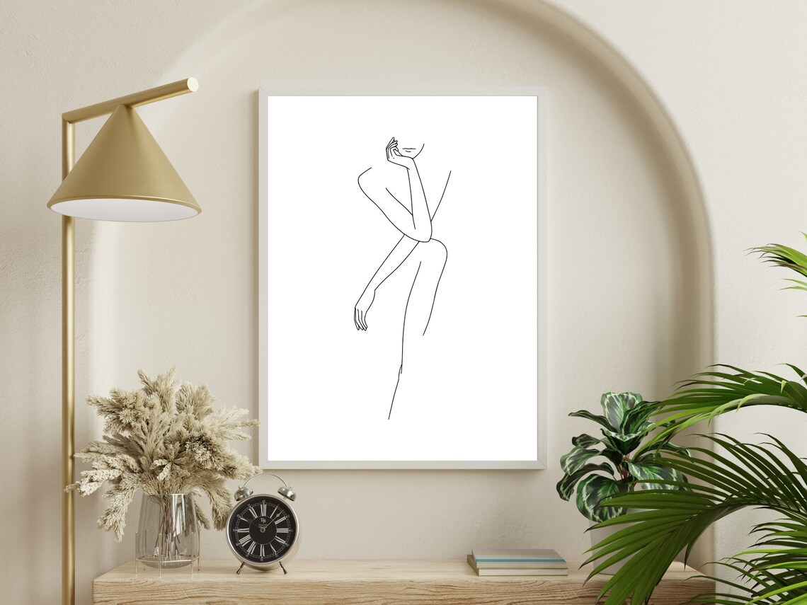 Abstract Woman Seated Minimalist Line Art Feminine Wall Poster - Image 3