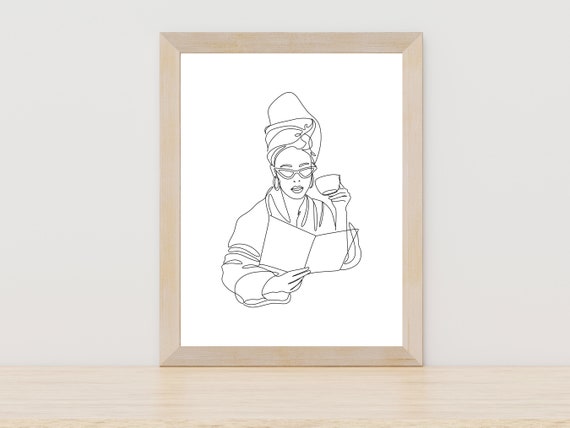 Women With Coffee Line Art Coffee In Hands One Line Art Print Coffee Single Line Drawing Wall Art Coffee Lovers Wall Art Kitchen