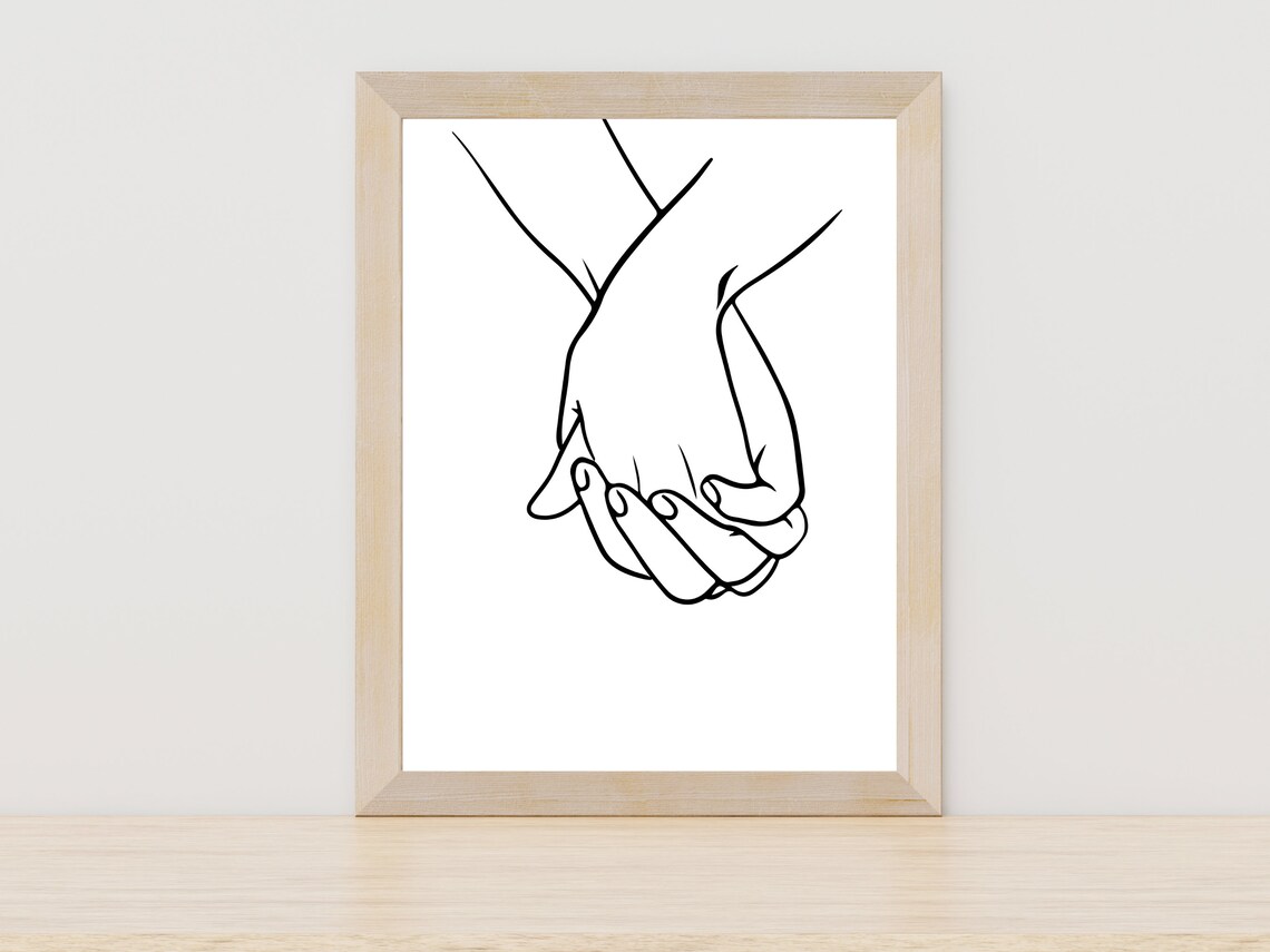 Holding Hands Line Art Print, Minimalist Couple Hands