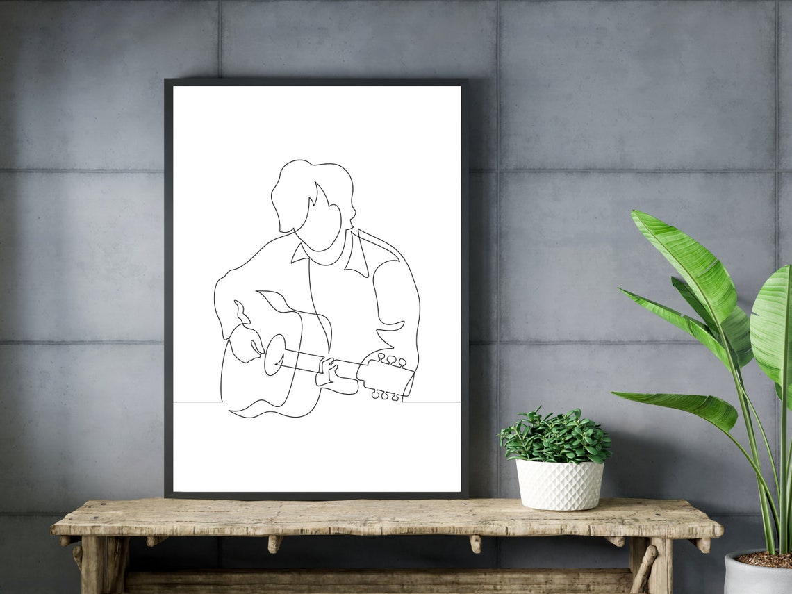 Man Playing Guitar Minimalist Line Art For Musician Gift Poster - Image 3