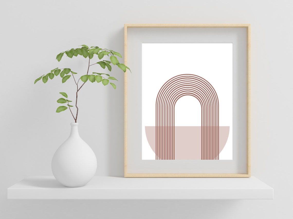 Mid Century Modern Terracotta Rainbow Abstract Gallery Poster - Image 2