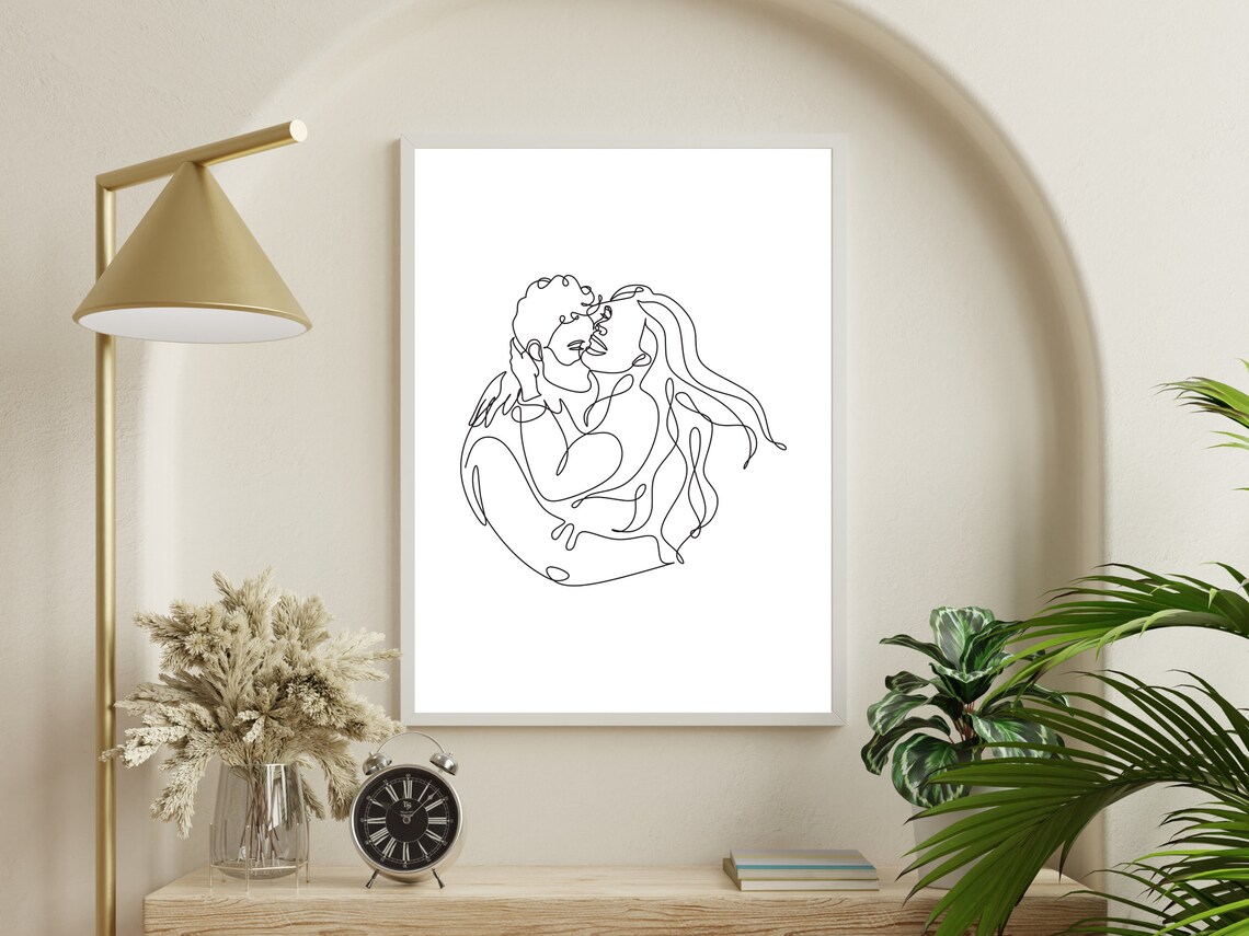Couple Line Art Print, Black And White Bedroom Decor - Image 4
