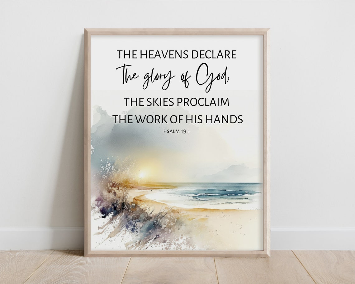 Psalm 19:1 The Heavens Declare Glory Of God Sunrise Beach Poster