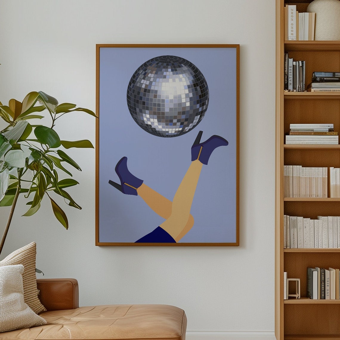 Disco Shoes Playful Legs And Boots Under Disco Ball Retro Art Poster