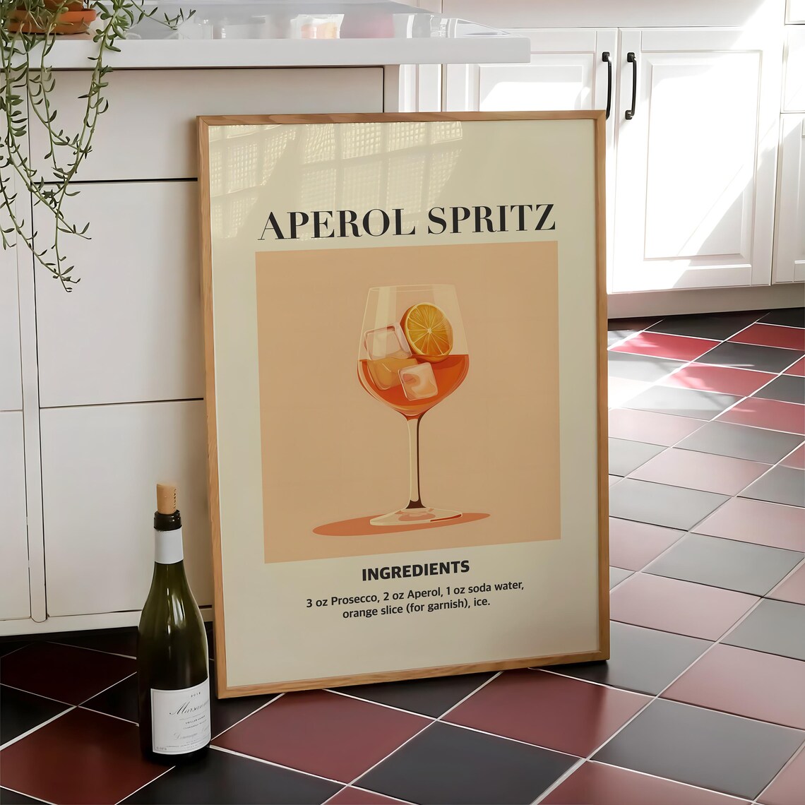 Italian Aperol Spritz Cocktail Recipe Orange Retro Kitchen Poster