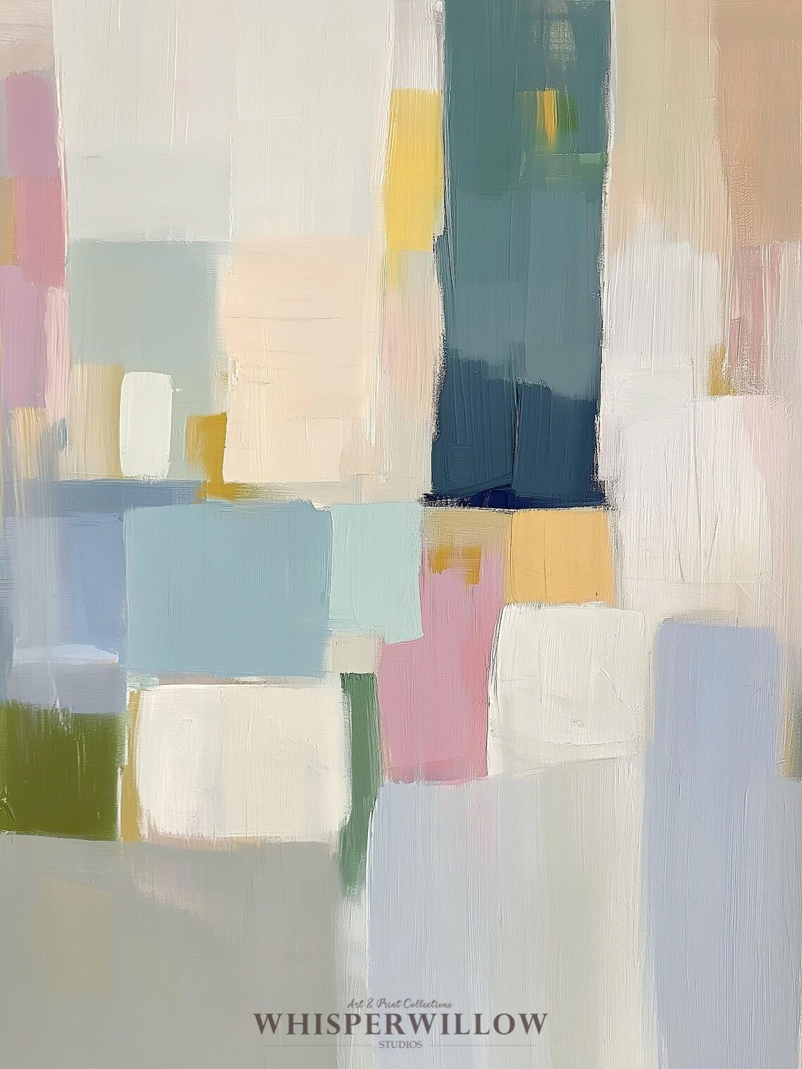 Soft Pastel Abstract Color Block Painting in Neutral Tones Poster - Image 6