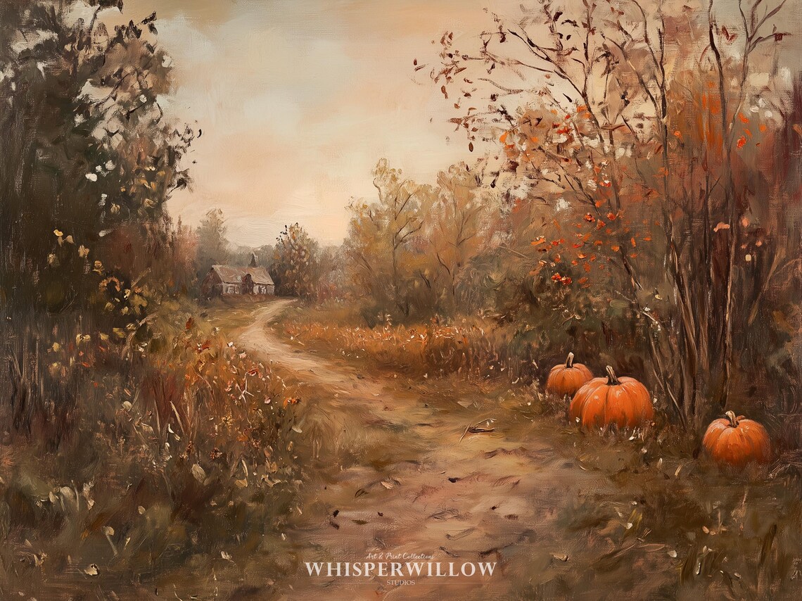 Vintage Countryside Pumpkin Path Art Print - Image 6