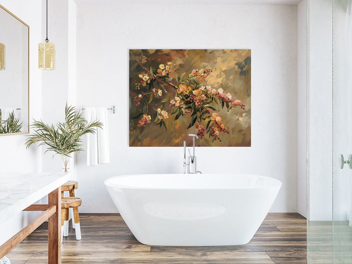 Mimosa Branch Still Life Painting Yellow Spring Flowers Print - Image 5