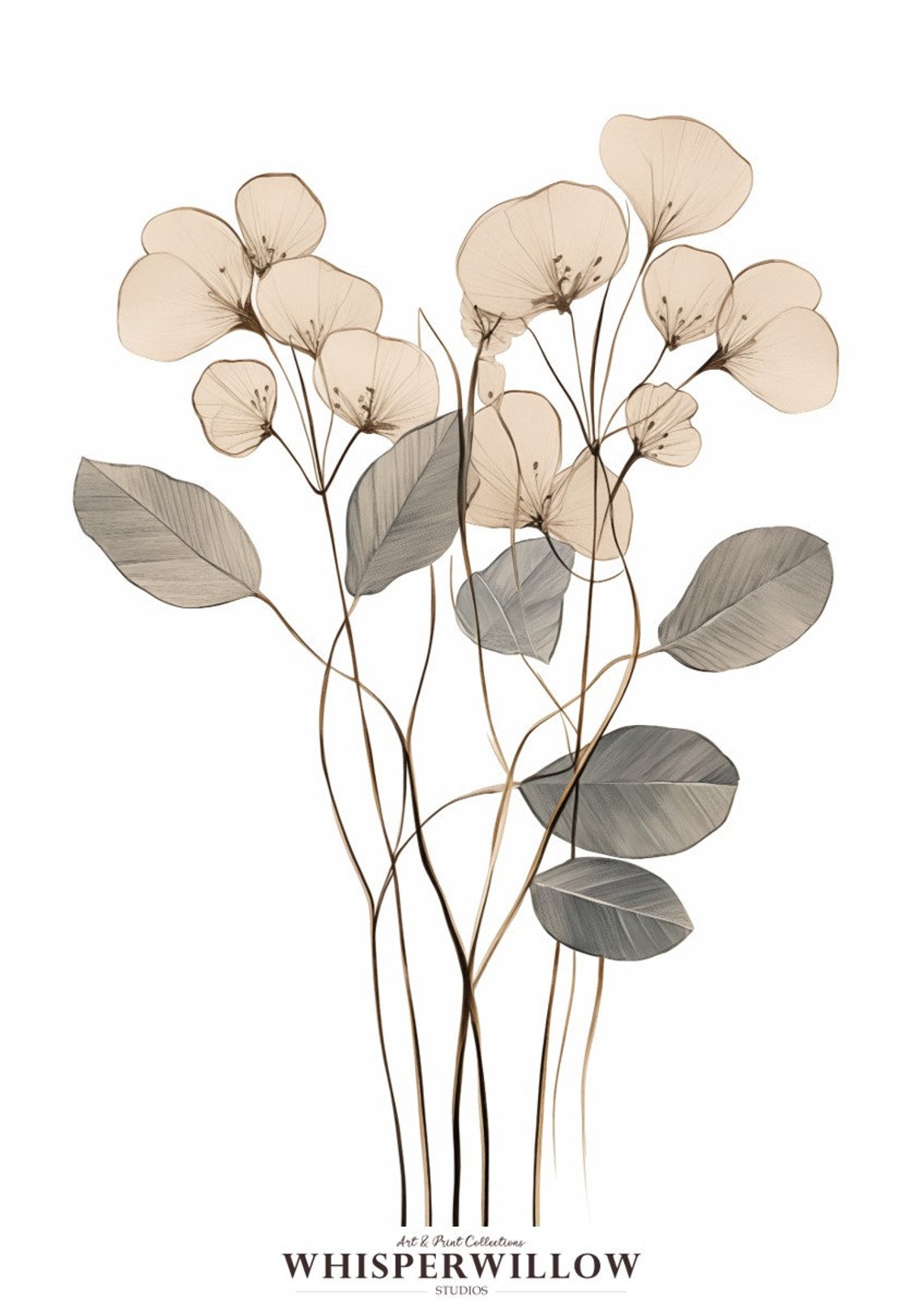 Minimalist Eucalyptus Stems Neutral Tones Botanical Art Poster - Image 6