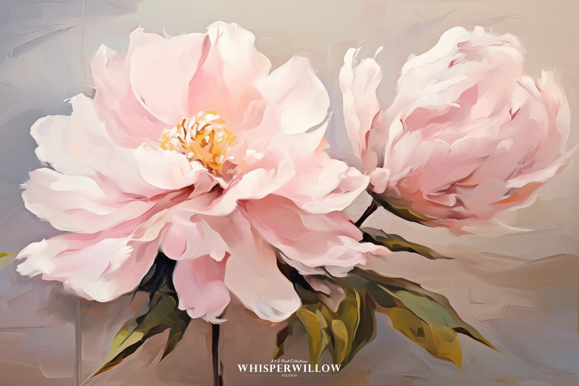 Soft Pink Peonies Blossom Floral Painting Romantic Spring Art Poster - Image 6