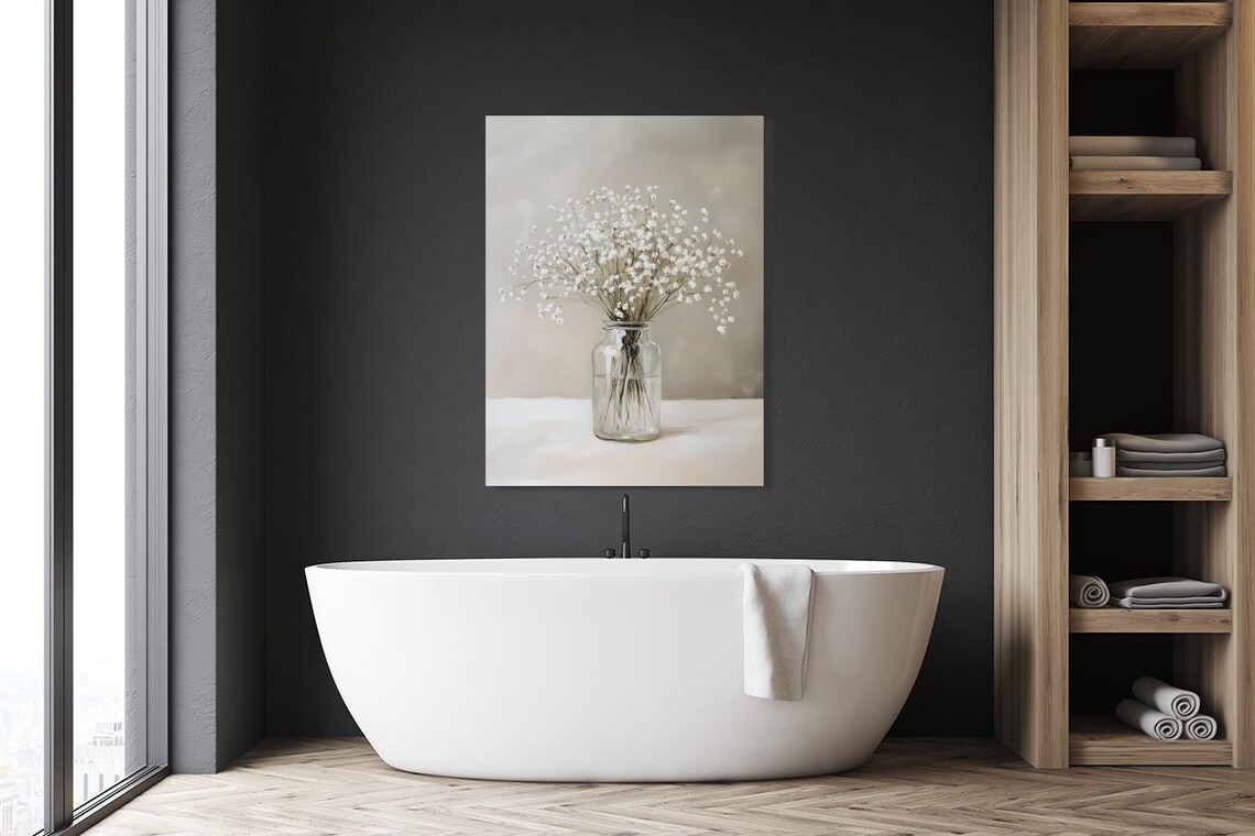 Baby's Breath Bouquet Painting, Elegant Floral Art Print - Image 5