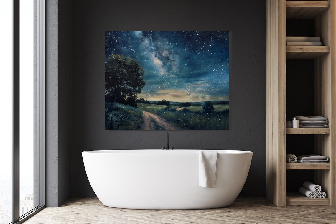 Country Night Sky Milky Way Vintage Art Print - Image 2