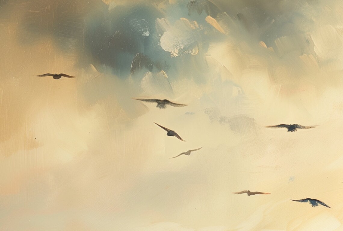 Soft Golden Marsh Sunrise with Birds Flying Over Wetlands Poster - Image 6