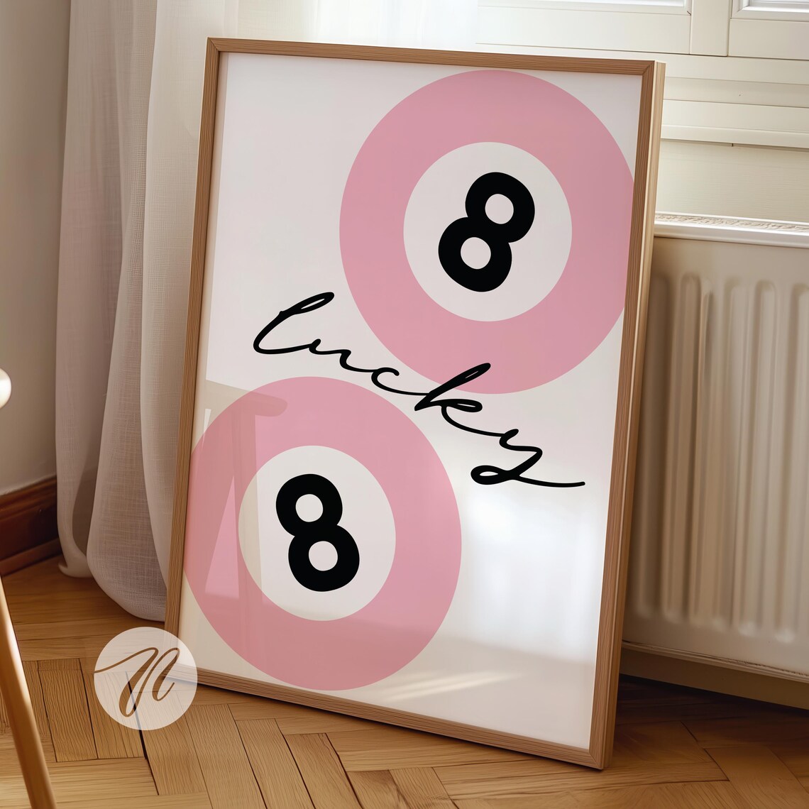 Pink Lucky 8 Ball Retro Y2K Funky Trendy Apartment Dorm Poster