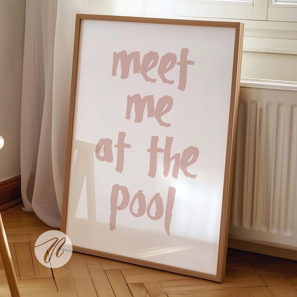 Meet Me at the Pool Pink Hand Lettered Summer Beach House Poster