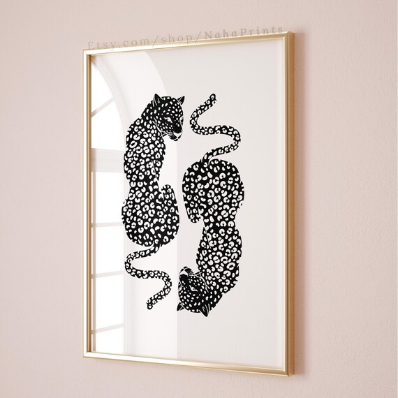 Black Cheetah Print Trendy And White Wall Art Poster Apartment Decor Preppy Room College Dorm