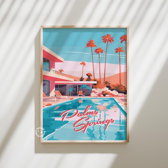 Palm Springs Retro Print, Mid-Century House Poster