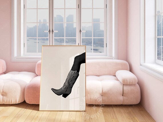 Cowgirl Boots Black White Western Art Print