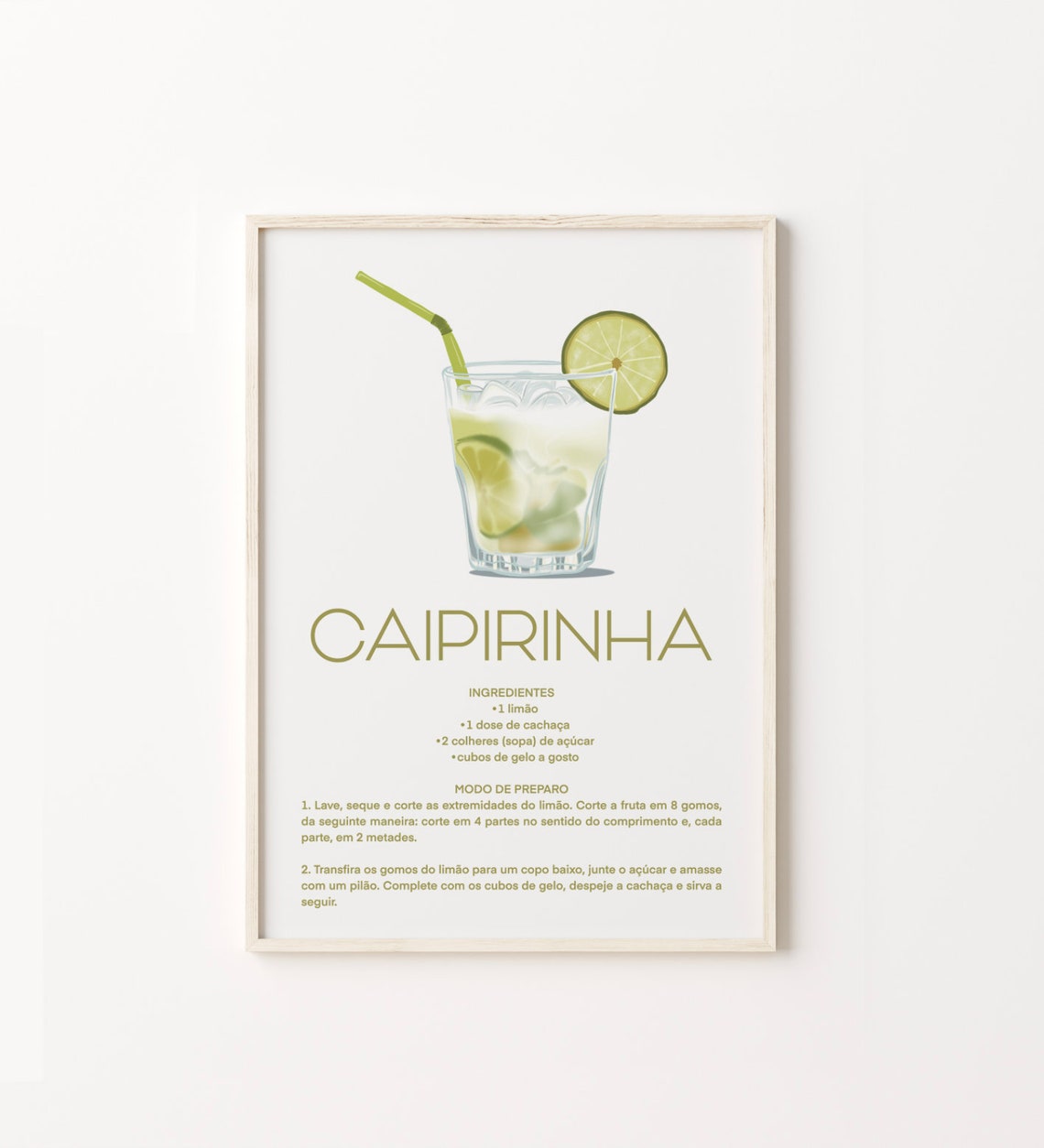 Caipirinha Print Brazilian Recipe Kitchen Bar Decor Instant Brazil Lime
