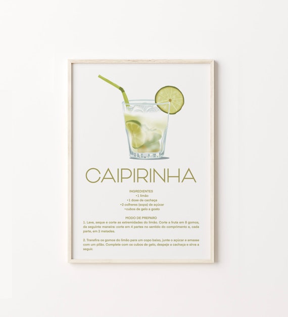 Caipirinha Print Brazilian Recipe Kitchen Bar Decor Instant Brazil Lime