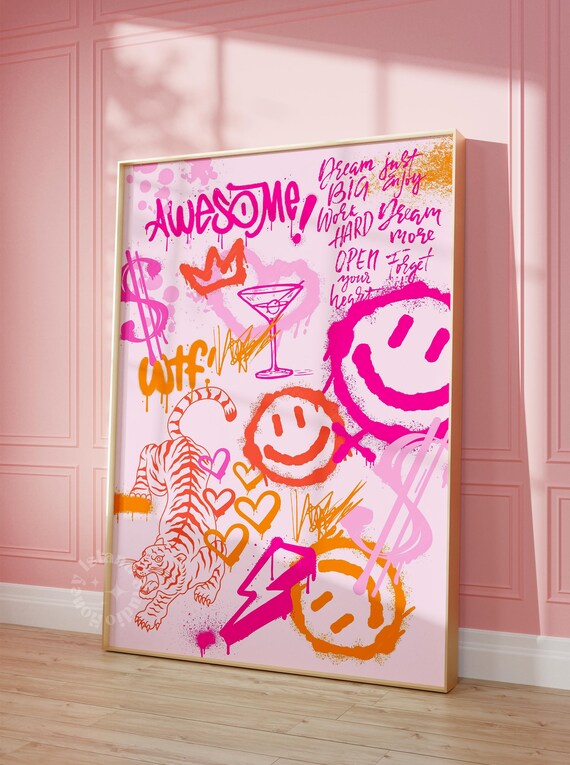 Preppy Room Decor Poster Print Wall Art College Inspirational Words Spray Paint Graffiti Unframed