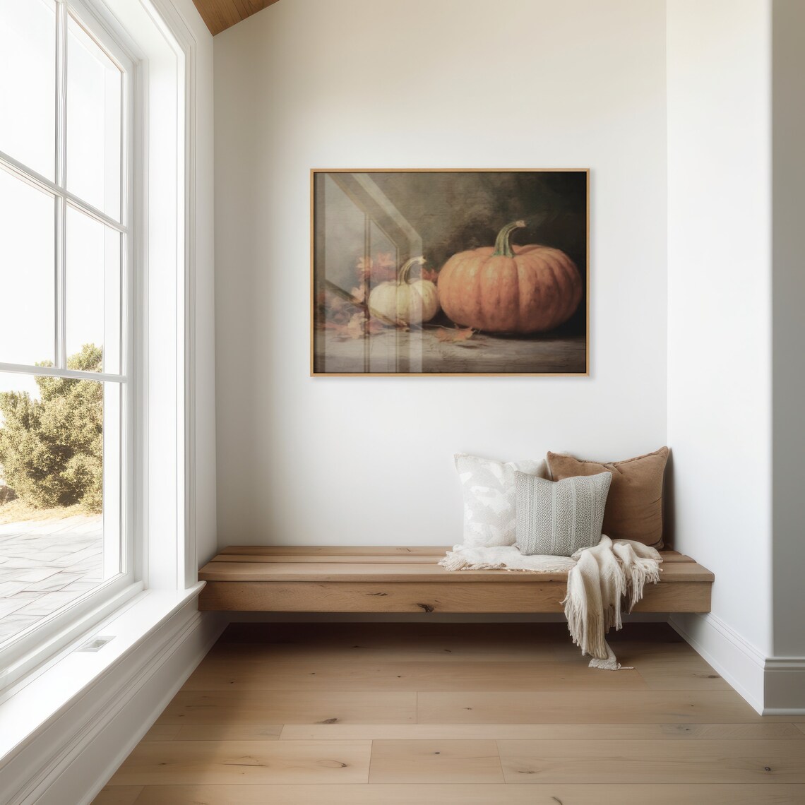 Moody Pumpkin Still Life Orange White Pumpkins Vintage Fall Poster - Image 3
