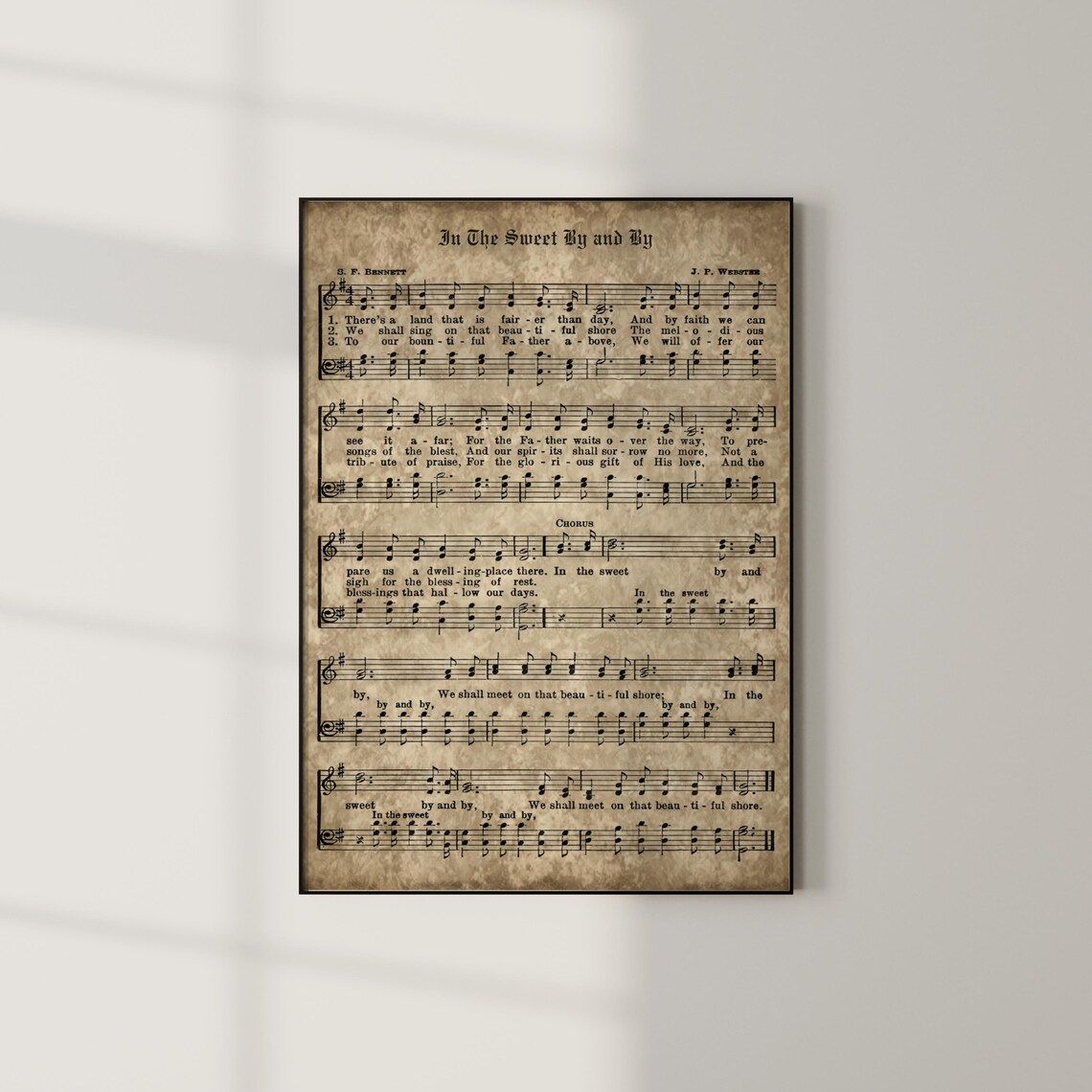 In the Sweet By and By Vintage Christian Hymn Sheet Music Wall Art - Image 3