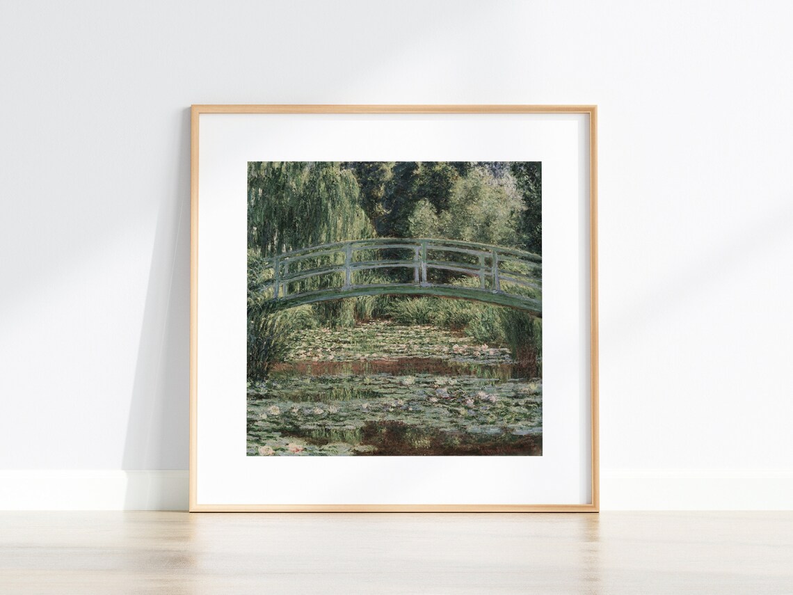 Monet Water Lily Pond Japanese Bridge Impressionist Square Wall Poster - Image 4