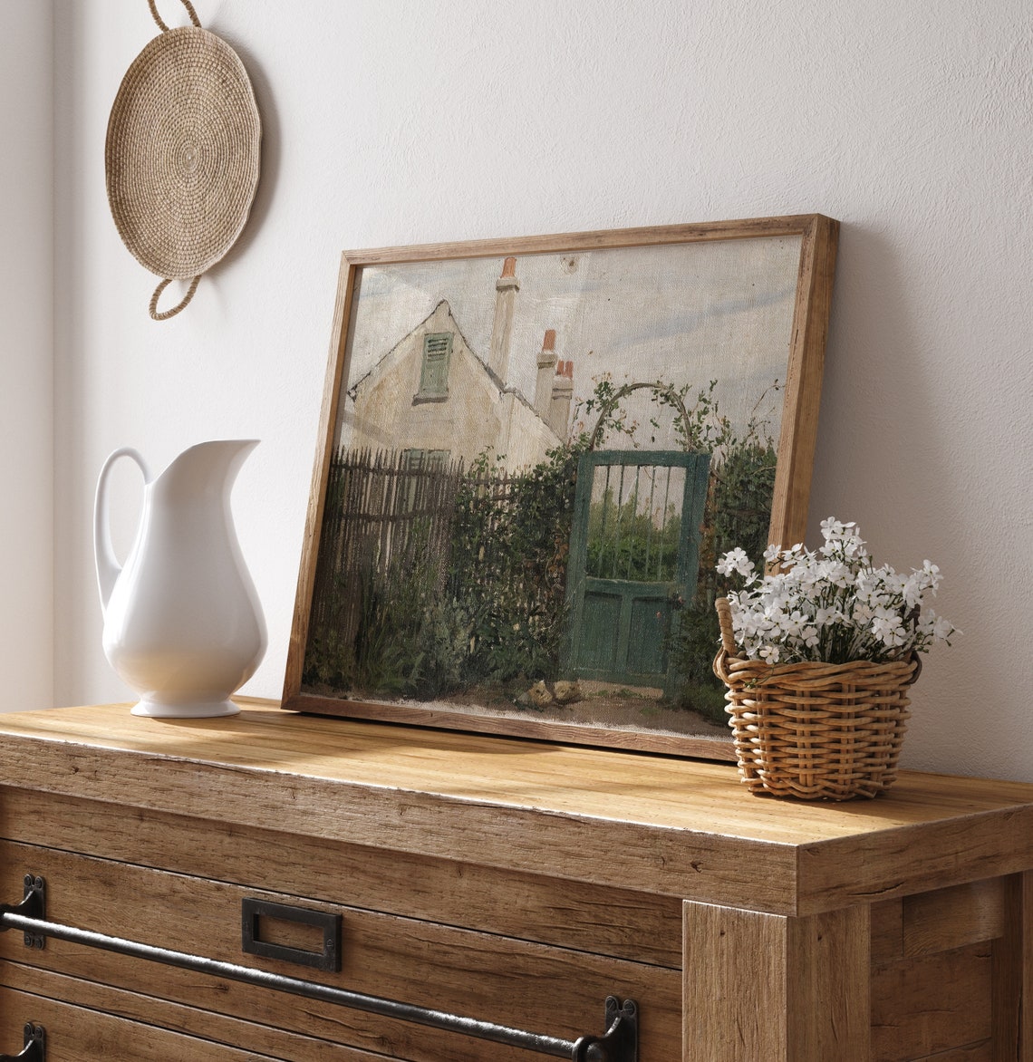 Country Garden Country Farmhouse Vintage Art Print Cottagecore Oil Painting Wall Art Summer Vintage Muted Print Wall Art - Image 4